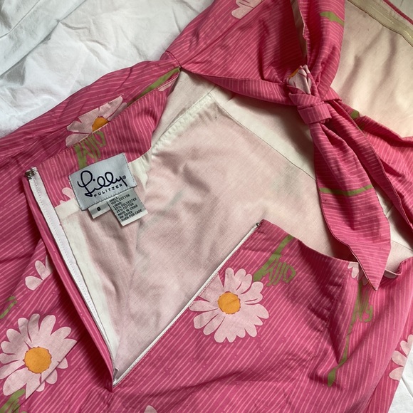 Lily Pulitzer Daisy pattern pink strapless dress - Picture 4 of 6
